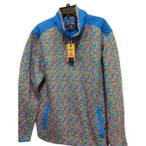 Chubbies Mens XL Quilted Quarter Zip Pullover Tropical Floral Blue Multi Color